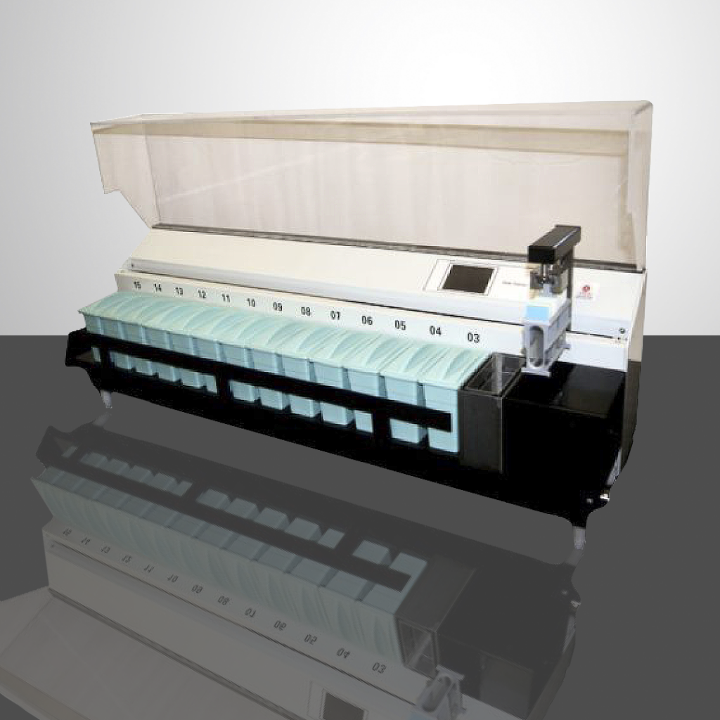 Automated Slide Stainer with a hood